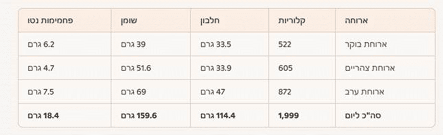 סיכום יום ראשון לתזונה קטוגנית